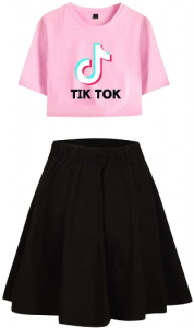 Conjunto dos 2 piezas tiktok TIK TOK camiseta crop top y falda deportiva mujer niña  amazon verano mangas cortas  Comprar ropa de TikTok