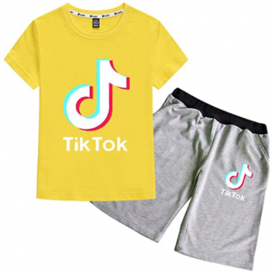 TIK TOK Conjunto de verano Camiseta manga corta y pantalón corto para niños y niñas de algodón Tiktok amazon  Comprar ropa de TikTok